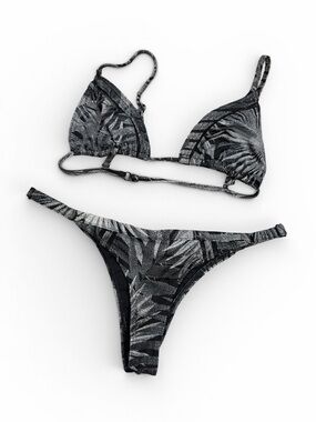 Rvca Itty Bitty Adjustable Bikini Palm Leaves Gradient speckled Thong Triangle